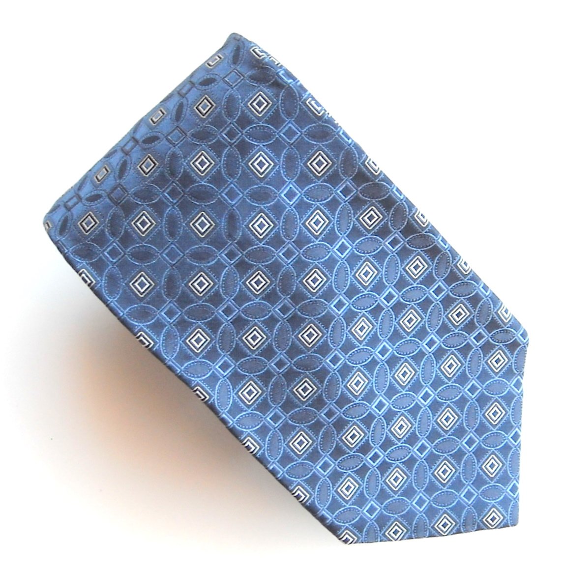 Murano Blue Silver Design Mens 100% Silk Necktie Tie