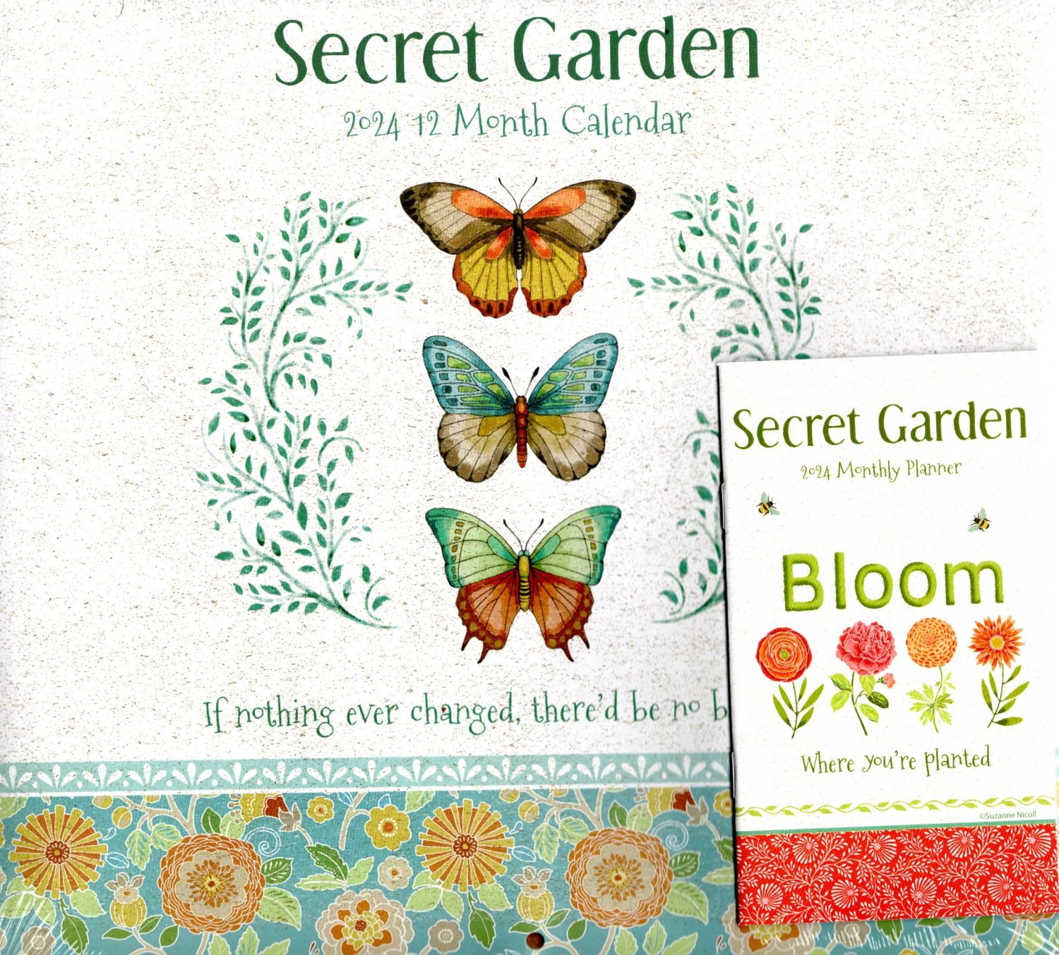 Secret Garden - 2024 12-Month Wall Calendar + Pocket Planner (Pack of 2)