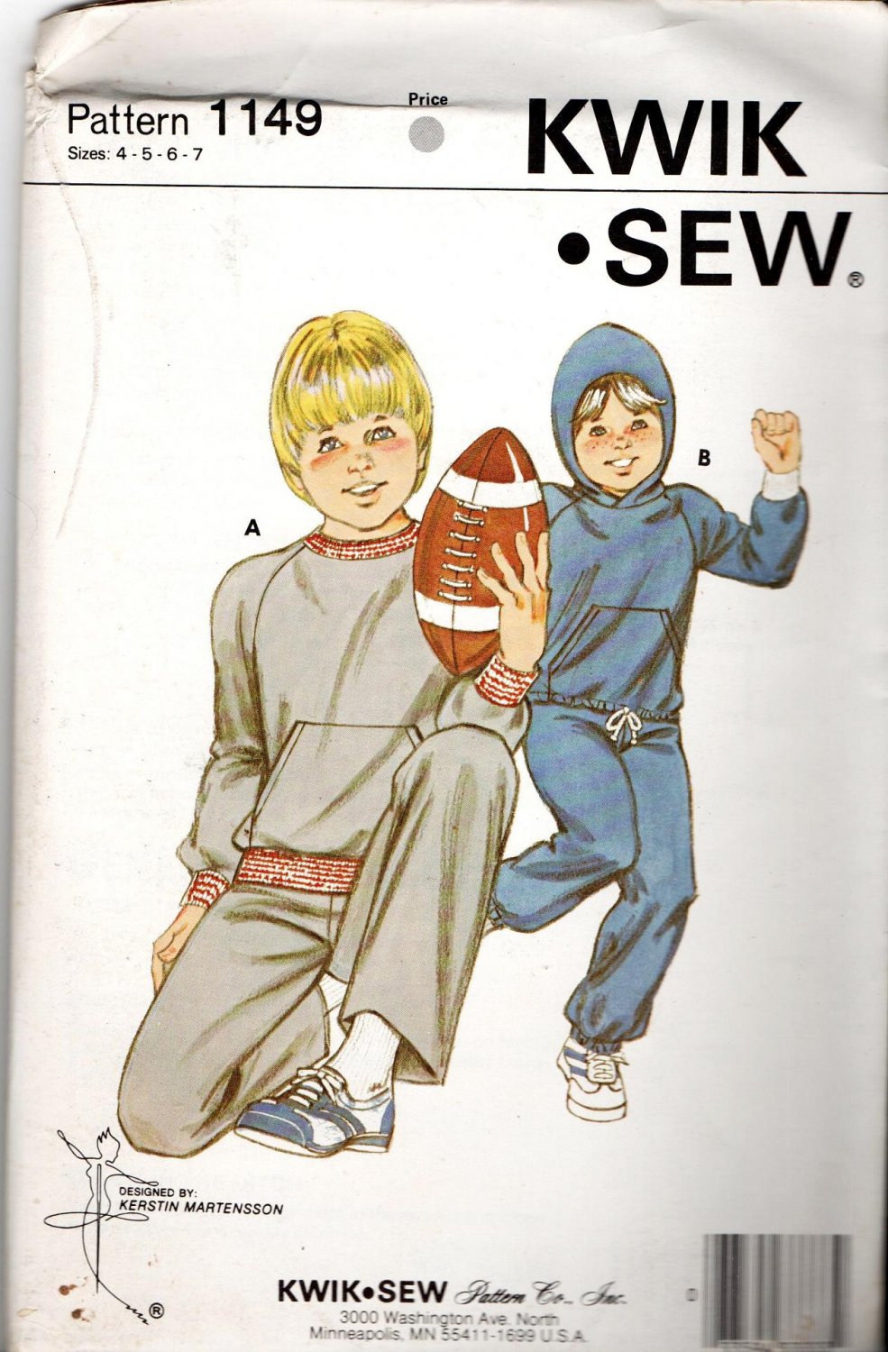 Kwik Sew Boys Jogging Suit Uncut Pattern 1149 Sizes 4-7 Vintage